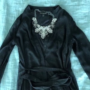 Sheer Black Button Down Tie Dress